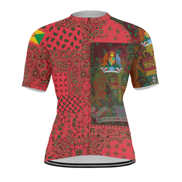 Grenada Men Cycling Jersey Paisley Flag And Skull Style 1