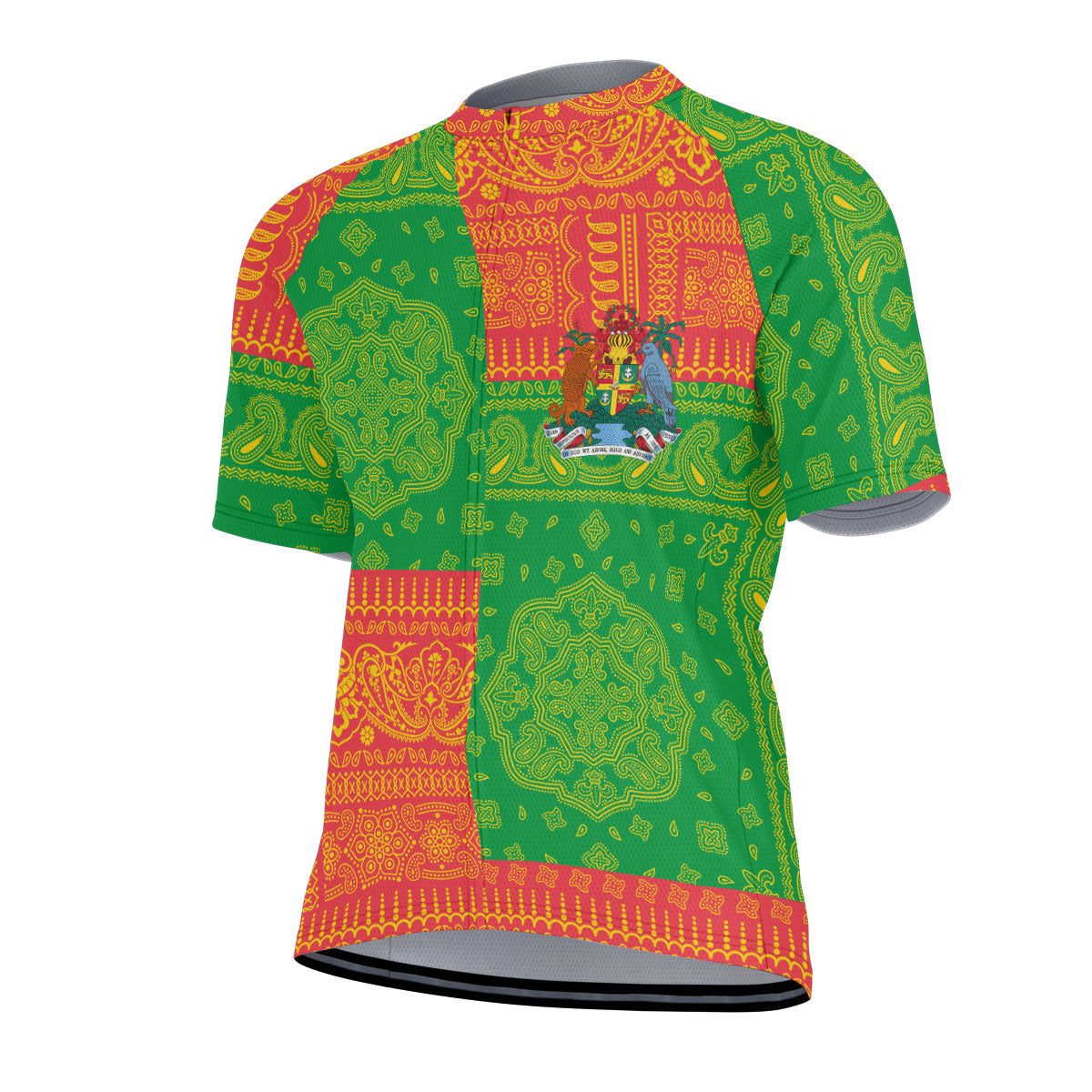 Grenada Men Cycling Jersey Flag And Paisley Basic Style 2