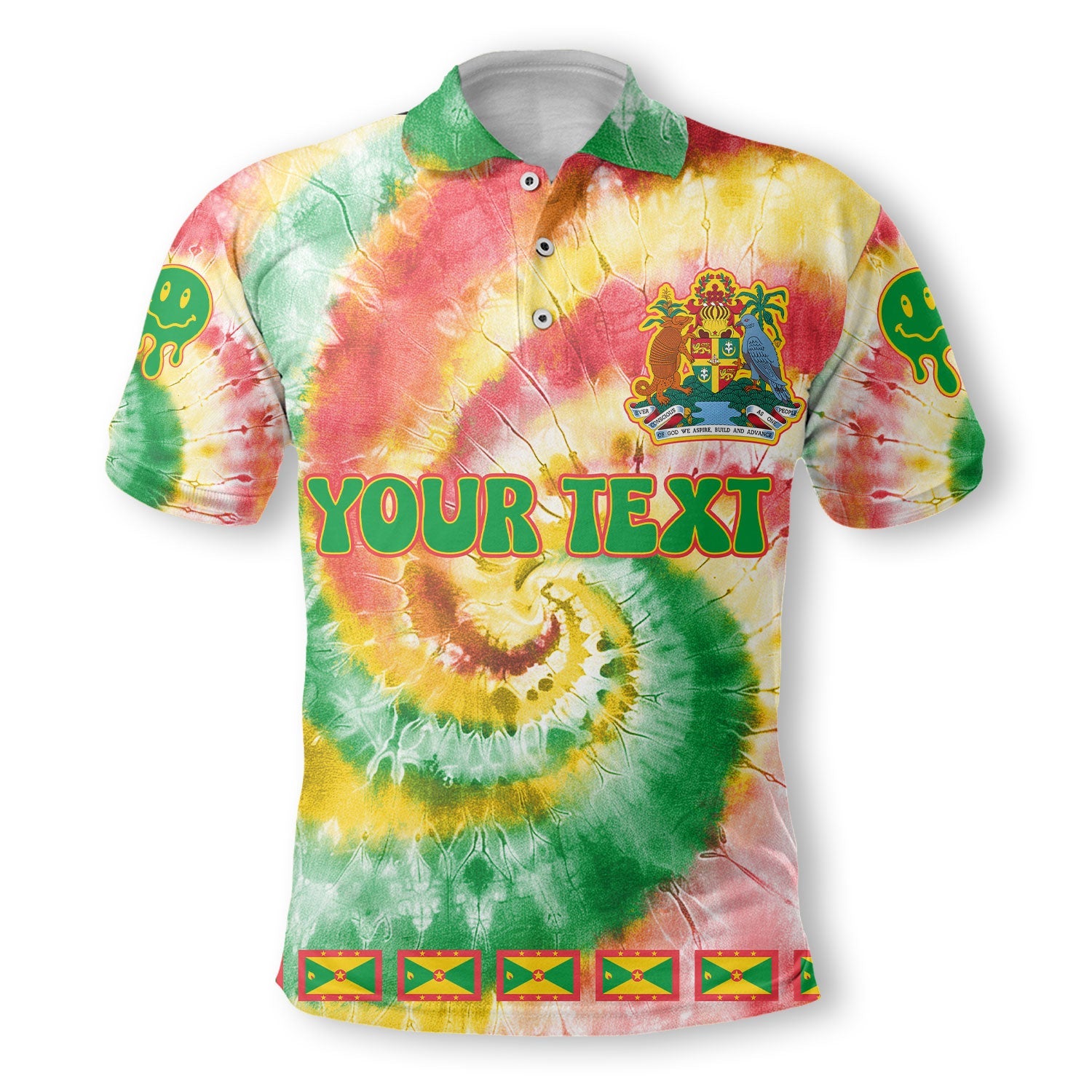 Grenada Polo Shirt Custom Tie Dye Style 2