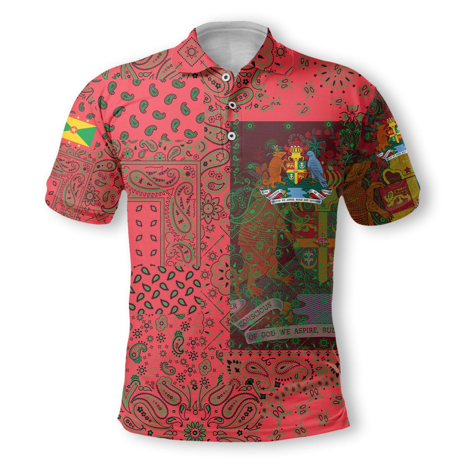 Grenada Polo Shirt Paisley Flag And Skull Style 2