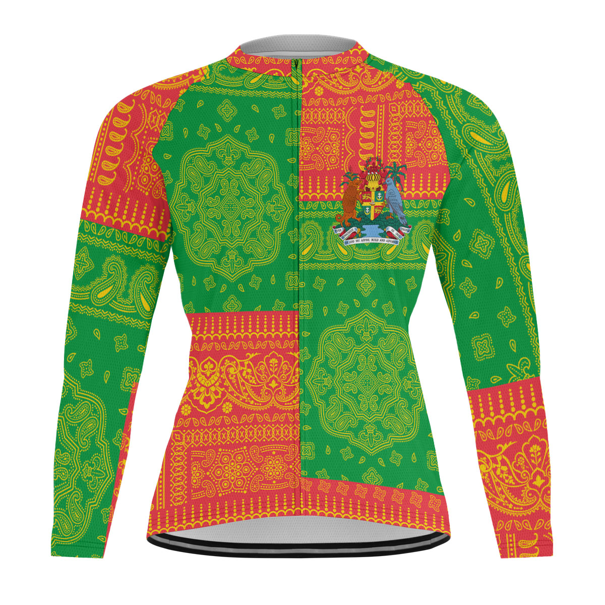 Grenada Raglan Men Cycling Jersey Long Sleeve Flag And Paisley Basic Style 1