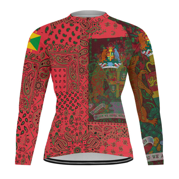 Grenada Raglan Men Cycling Jersey Long Sleeve Paisley Flag And Skull Style 1