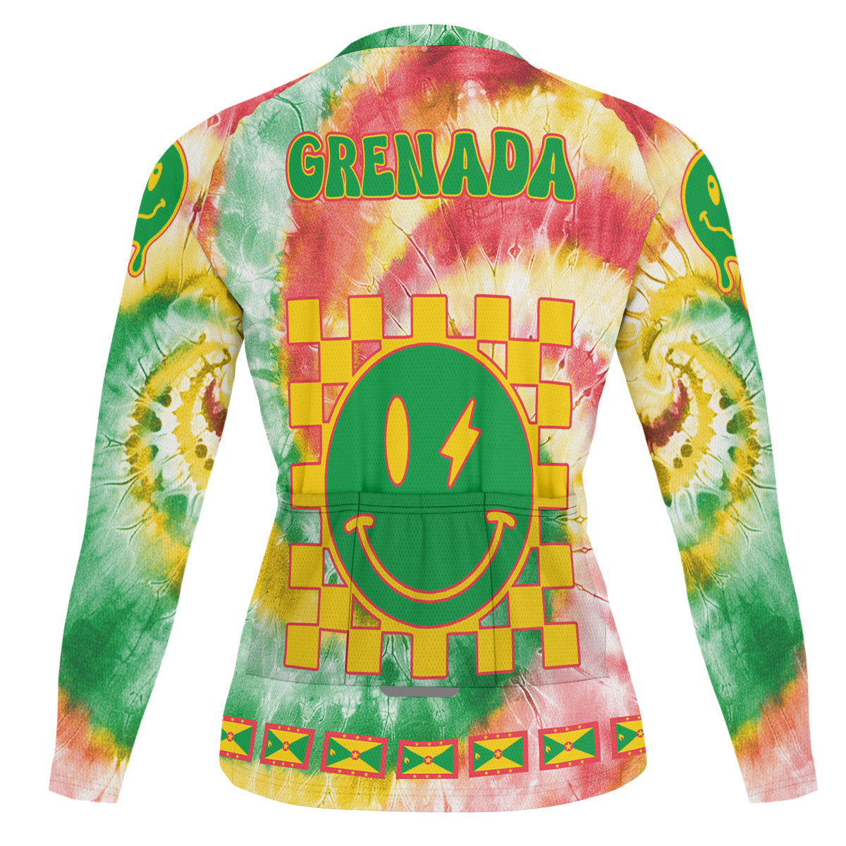 Grenada Raglan Men Cycling Jersey Long Sleeve Custom Tie Dye Style 1