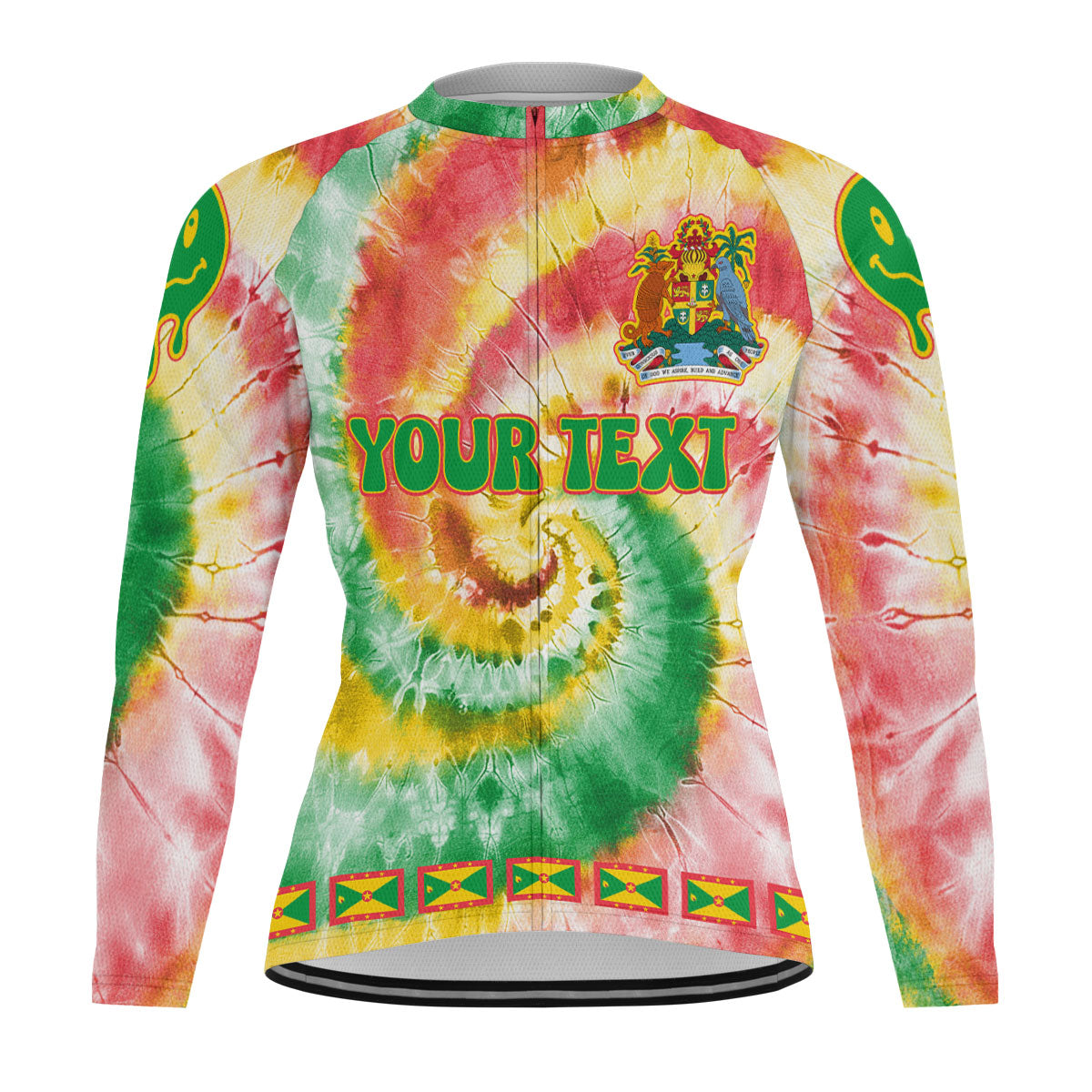 Grenada Raglan Men Cycling Jersey Long Sleeve Custom Tie Dye Style 2