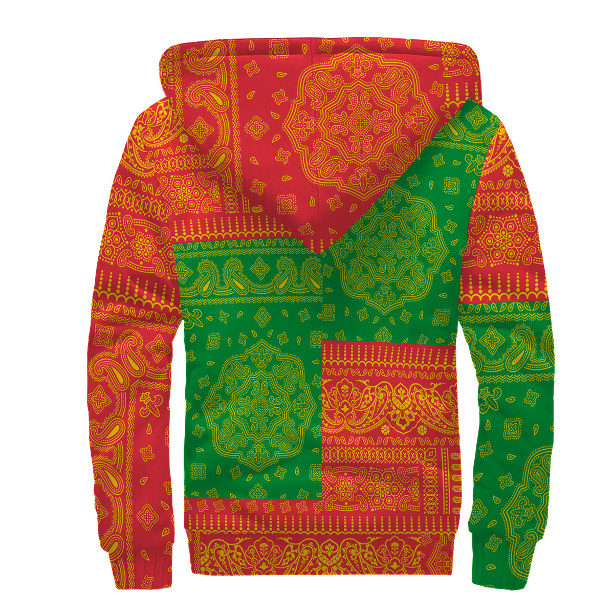 Grenada Sherpa Hoodie Flag And Paisley Basic Style 2