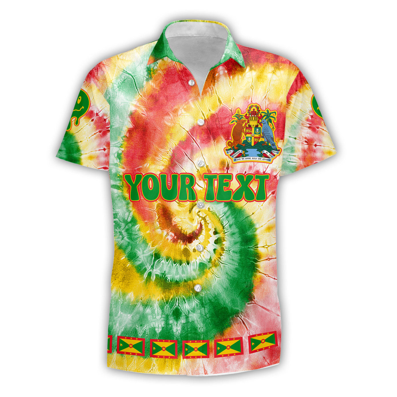 Grenada Short Sleeve Shirt Custom Tie Dye Style 1