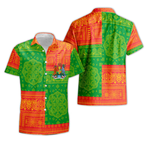 Grenada Short Sleeve Shirt Flag And Paisley Basic Style 1