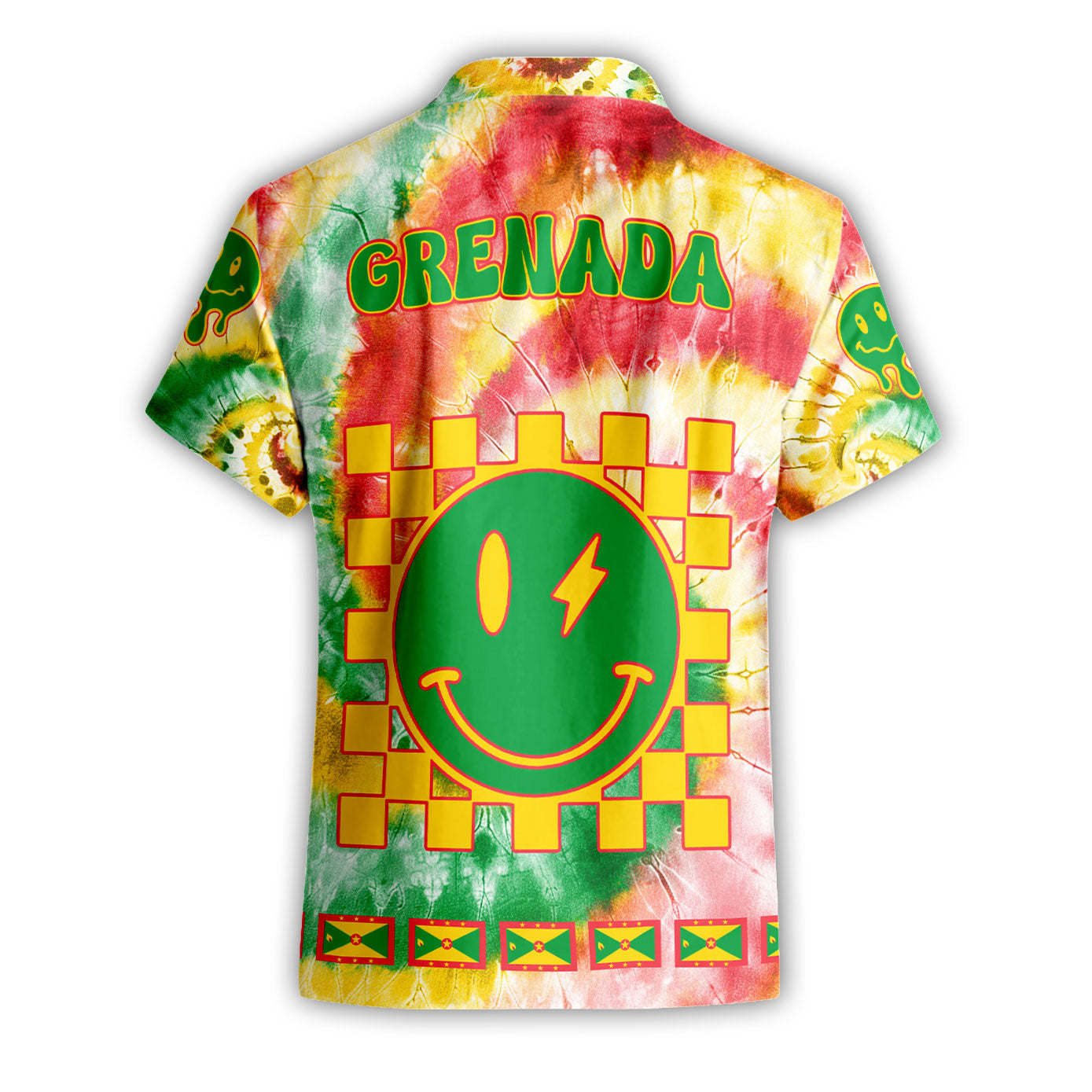 Grenada Short Sleeve Shirt Custom Tie Dye Style 2