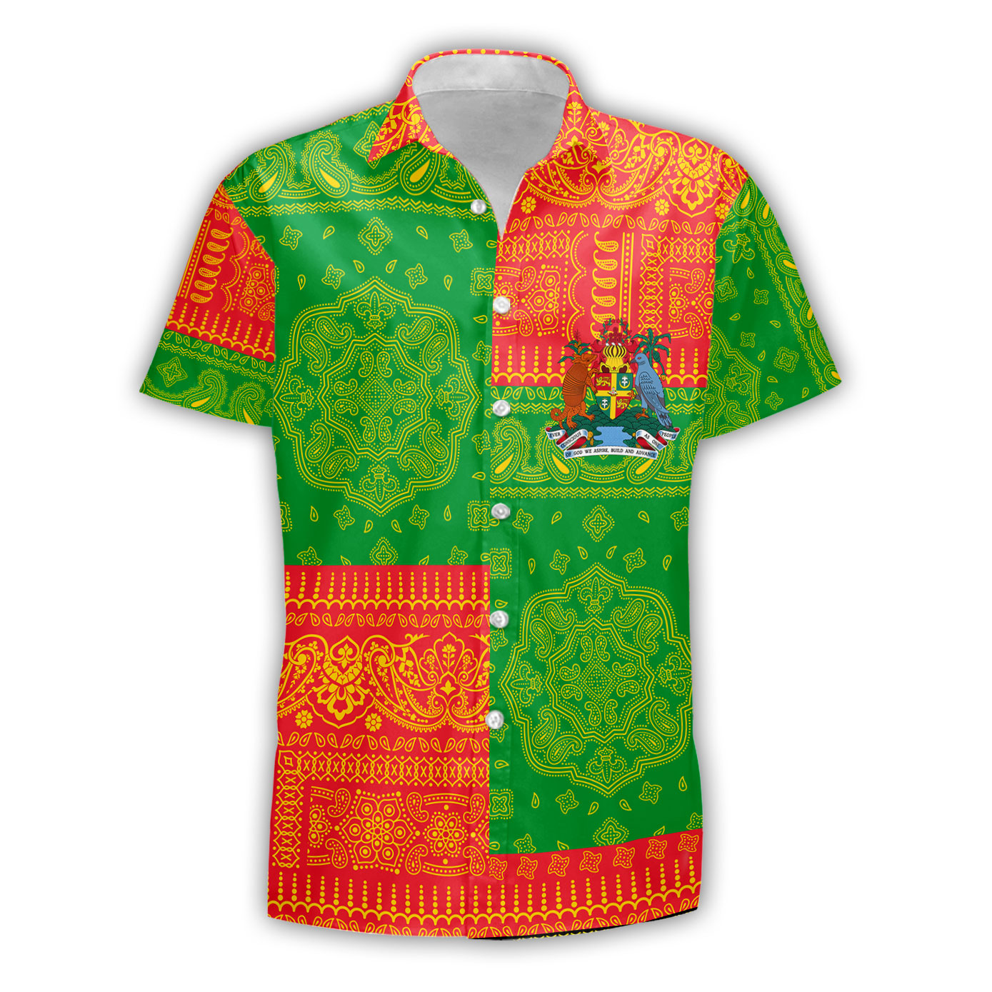 Grenada Short Sleeve Shirt Flag And Paisley Basic Style 2