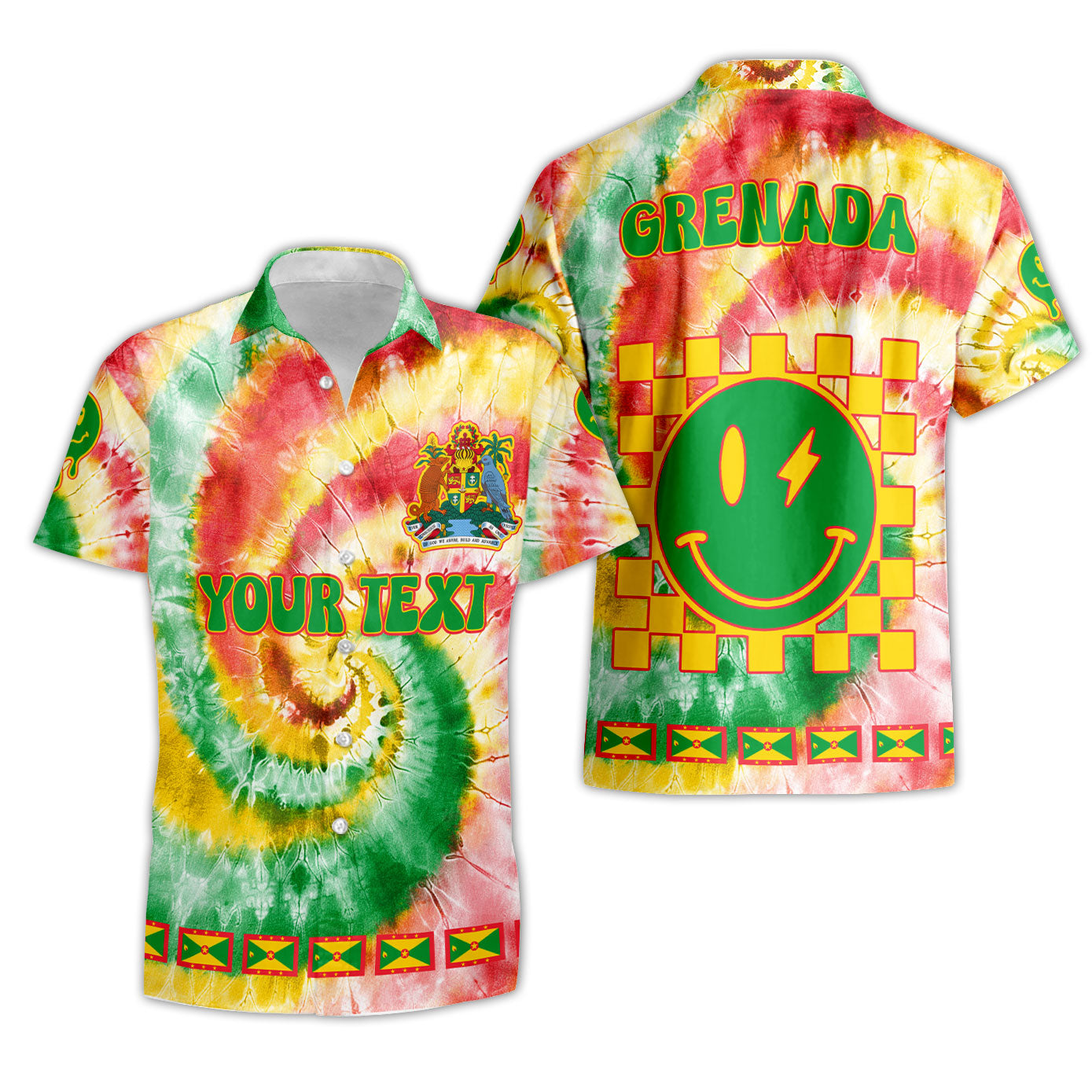 Grenada Short Sleeve Shirt Custom Tie Dye Style 3