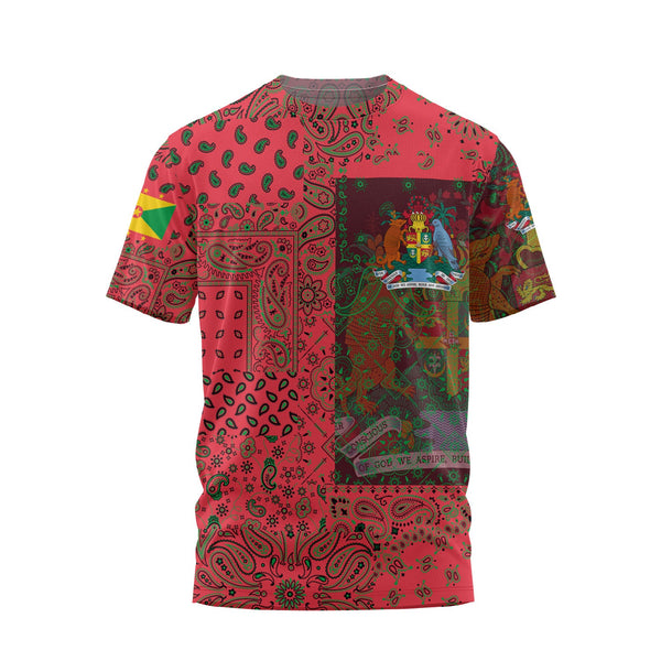 Grenada T Shirt Paisley Flag And Skull Style 1