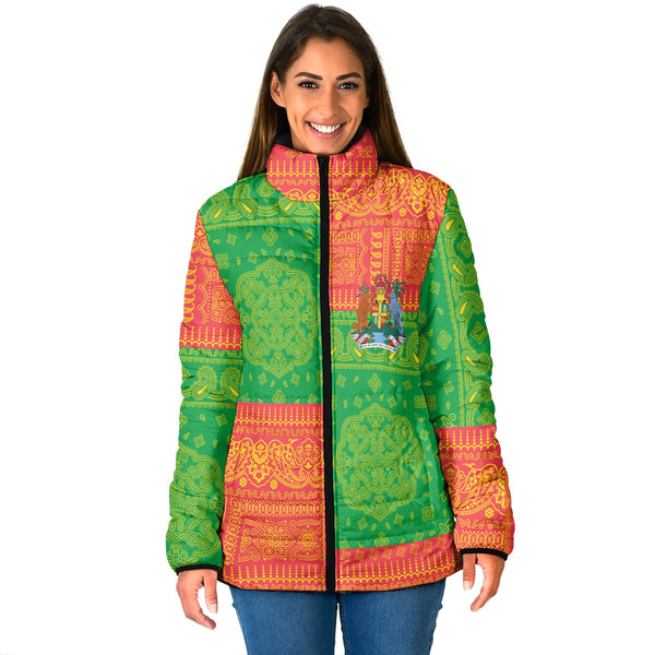 Grenada Women Padded Jacket Flag And Paisley Basic Style 1