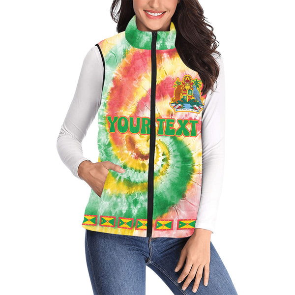 Grenada Women Padded Jacket Vest Custom Tie Dye Style 1