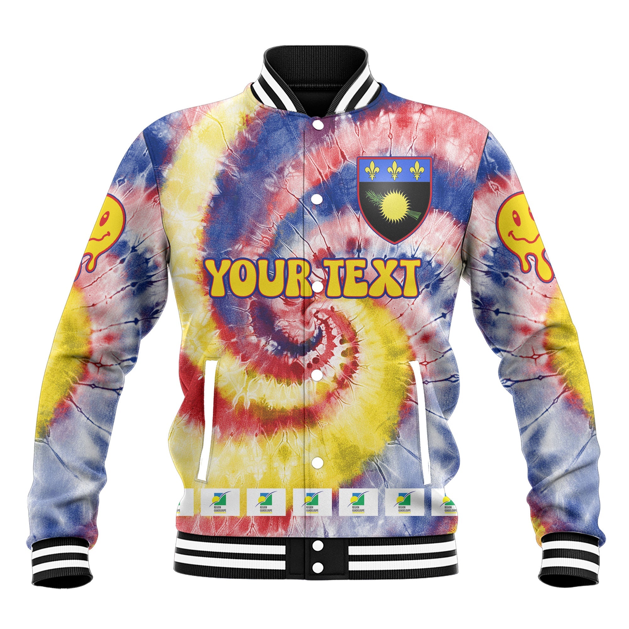 Guadeloupe Baseball Jacket Custom Tie Dye Style 2