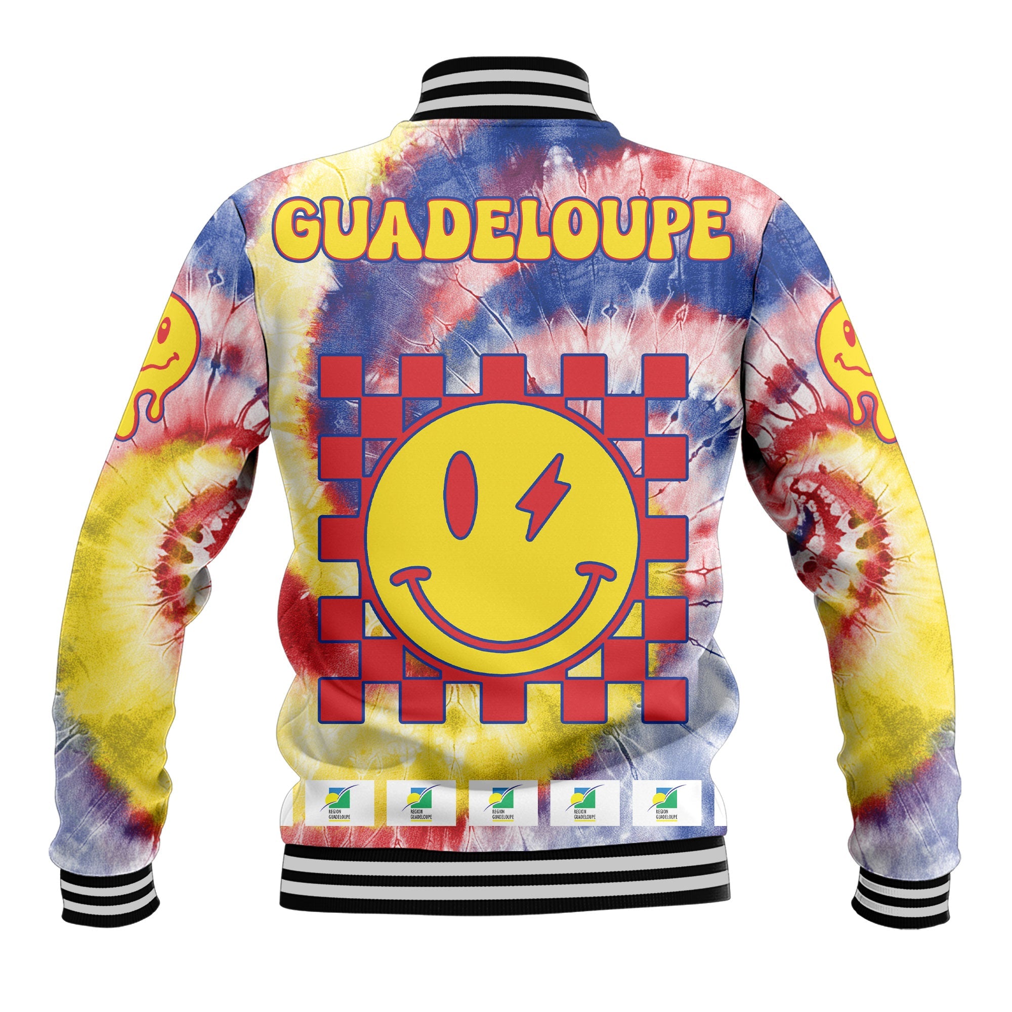 Guadeloupe Baseball Jacket Custom Tie Dye Style 3