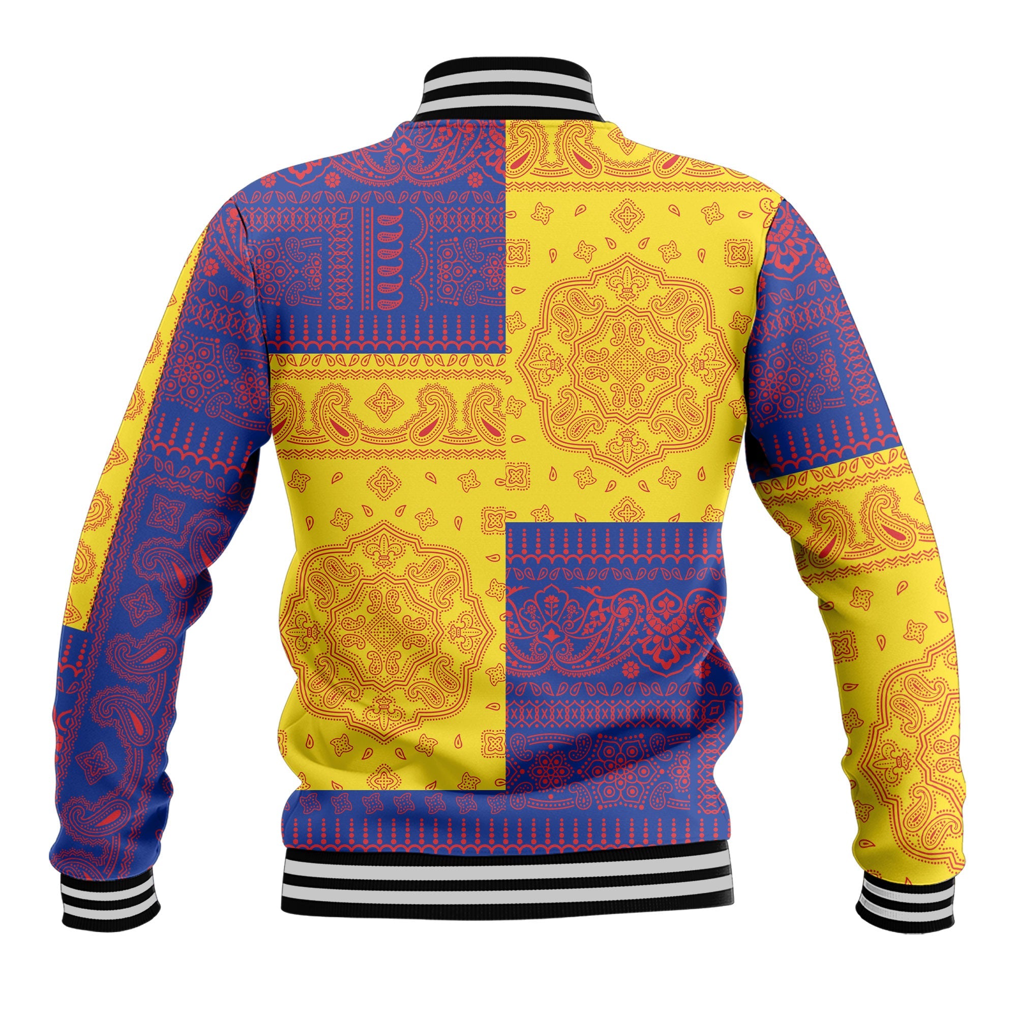 Guadeloupe Baseball Jacket Flag And Paisley Basic Style 3