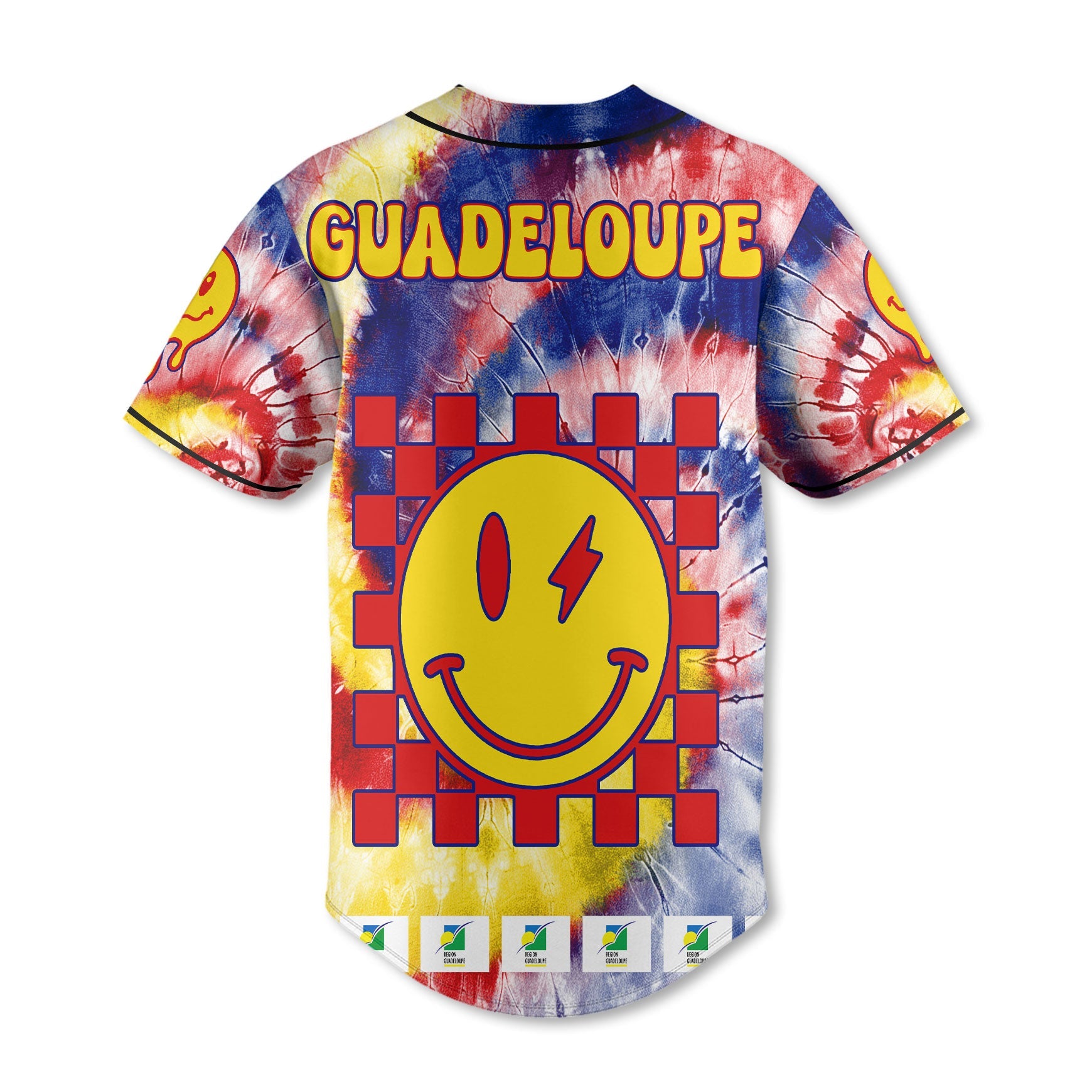 Guadeloupe Baseball Jersey Custom Tie Dye Style 3