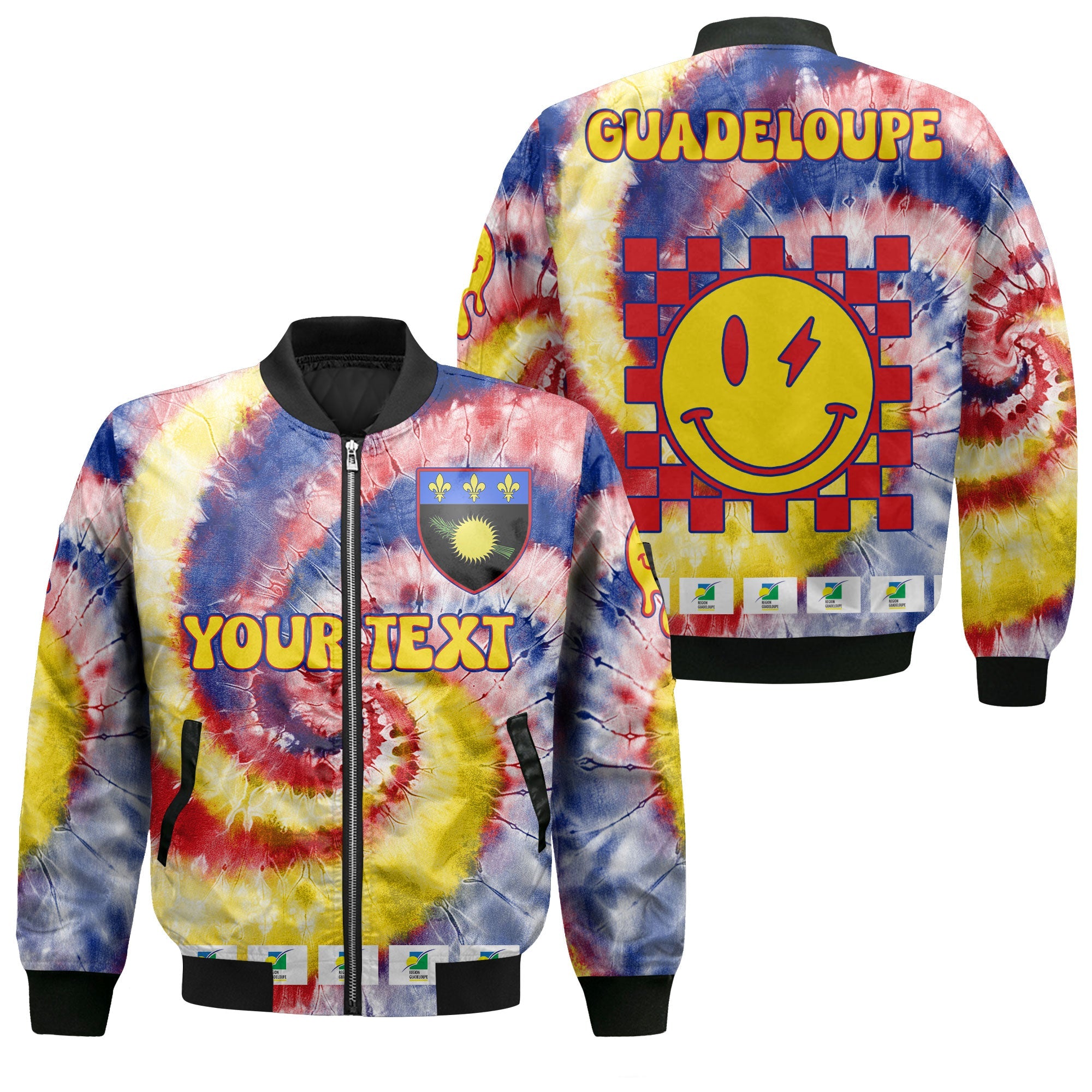 Guadeloupe Bomber Jacket Custom Tie Dye Style 1