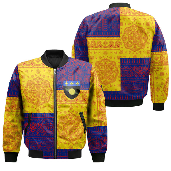 Guadeloupe Bomber Jacket Flag And Paisley Basic Style 1