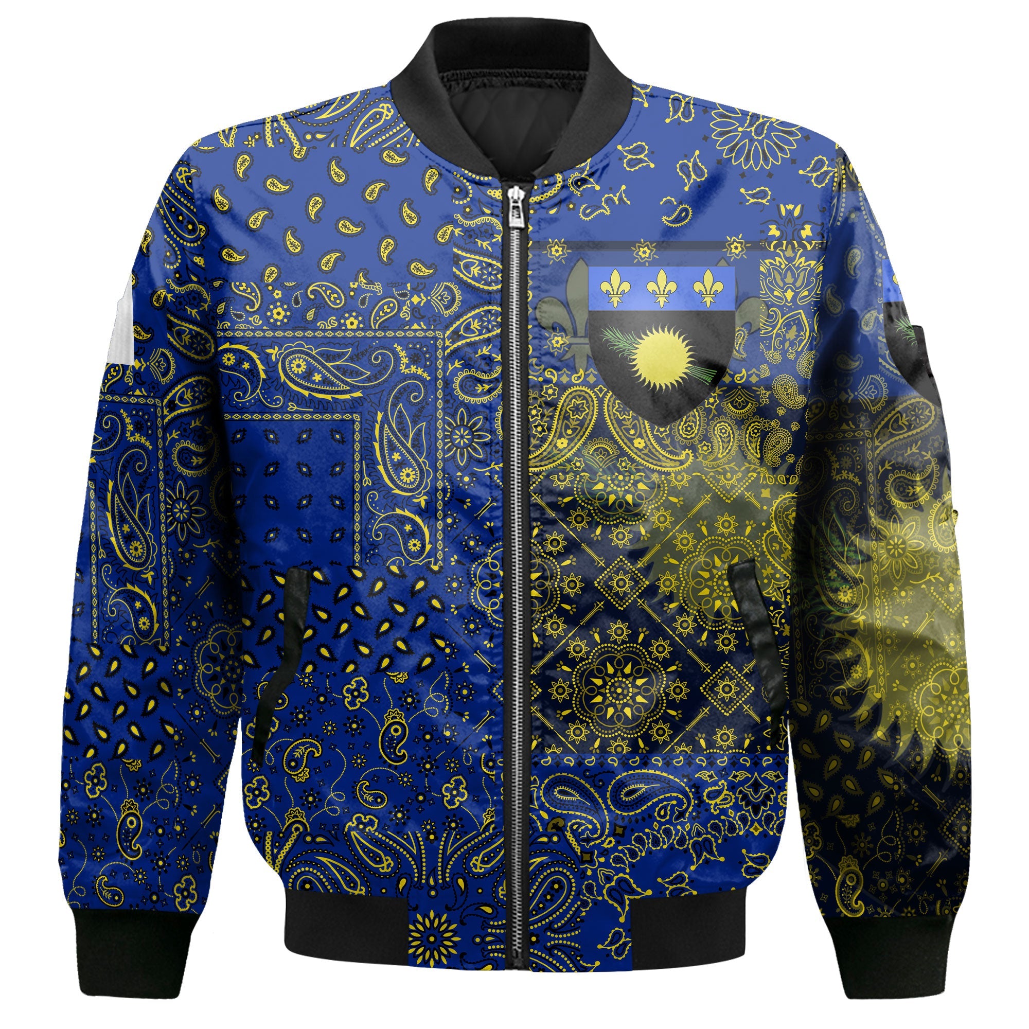 Guadeloupe Bomber Jacket Paisley Flag And Skull Style 2