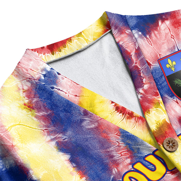 Guadeloupe Fleece Cardigan Custom Tie Dye Style 1