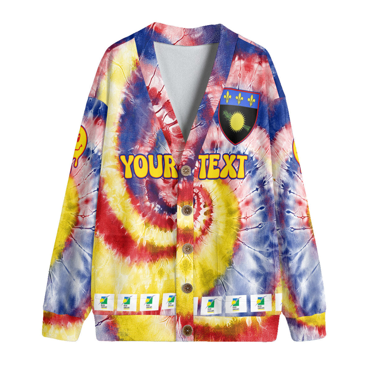 Guadeloupe Fleece Cardigan Custom Tie Dye Style 4