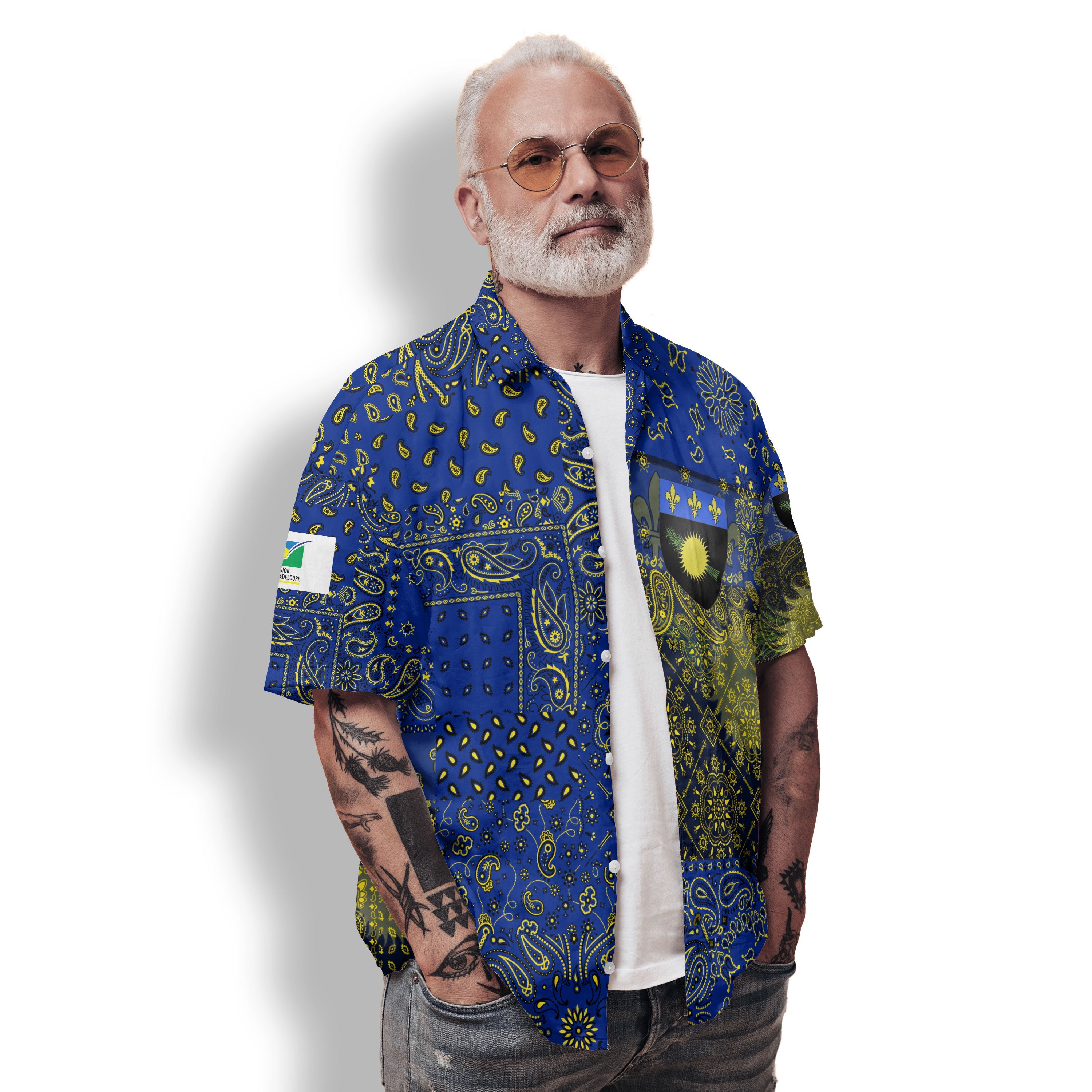 Guadeloupe Hawaiian Shirt Paisley Flag And Skull Style 2