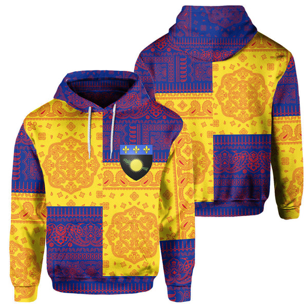 Guadeloupe Hoodie Flag And Paisley Basic Style 1