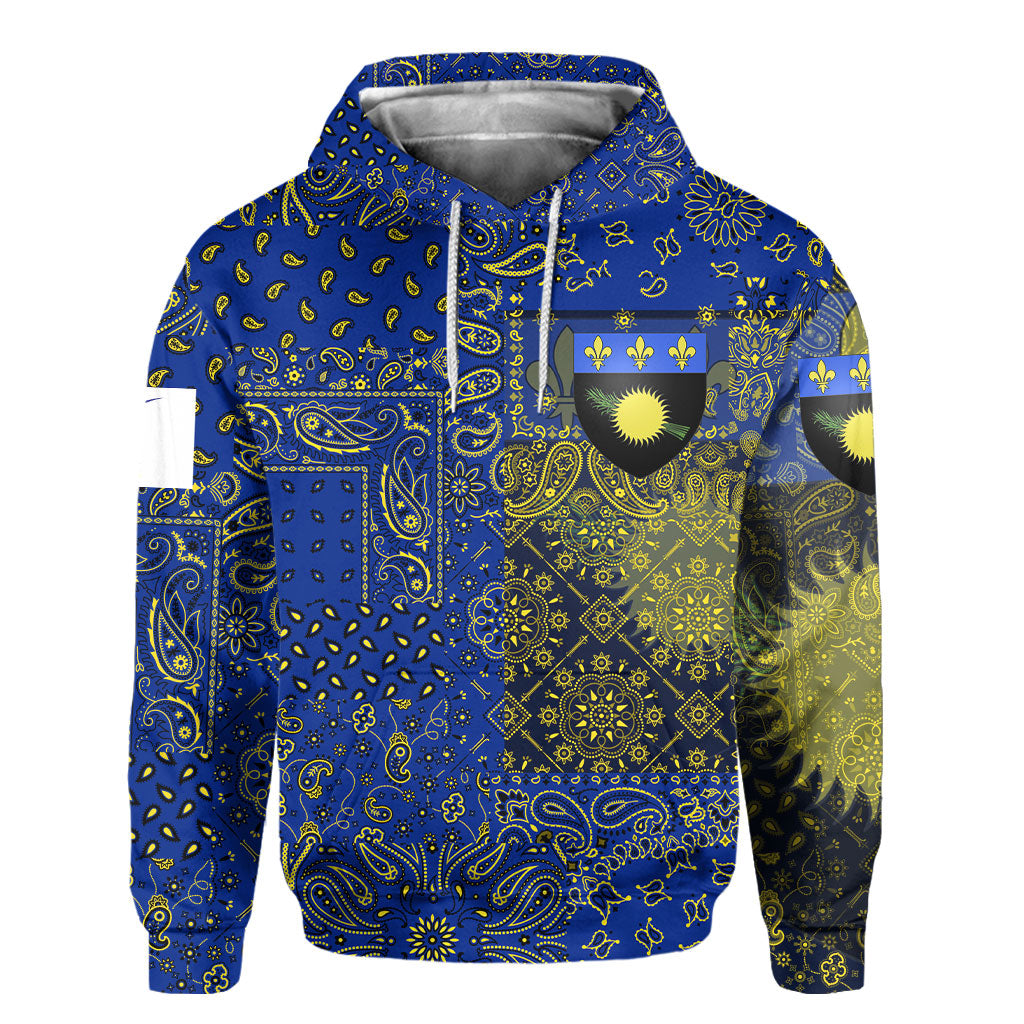 Guadeloupe Hoodie Paisley Flag And Skull Style 2