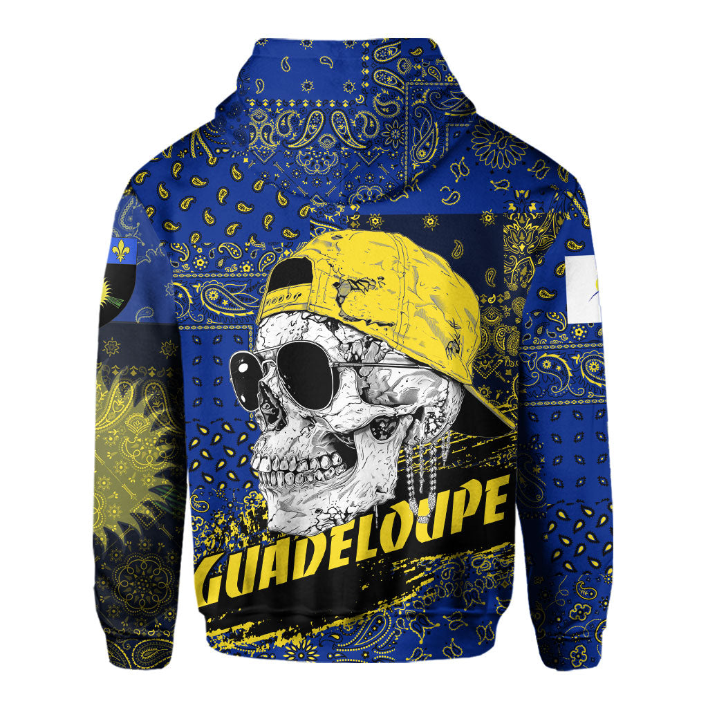 Guadeloupe Hoodie Paisley Flag And Skull Style 3