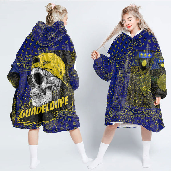 Guadeloupe Hoodie Blanket Paisley Flag And Skull Style 1