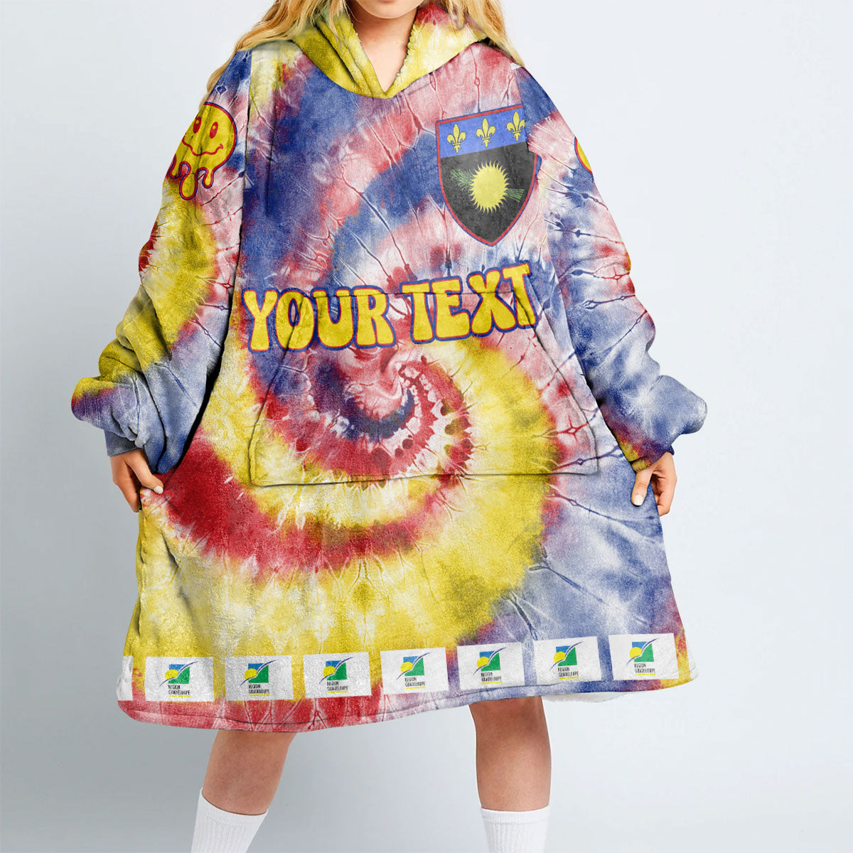 Guadeloupe Hoodie Blanket Custom Tie Dye Style 2