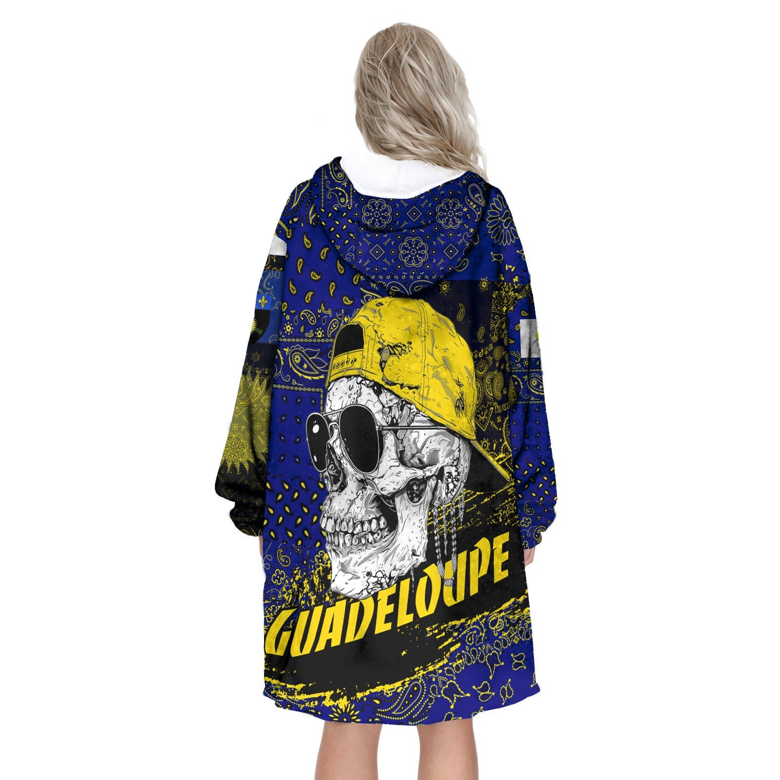 Guadeloupe Hoodie Blanket Paisley Flag And Skull Style 3