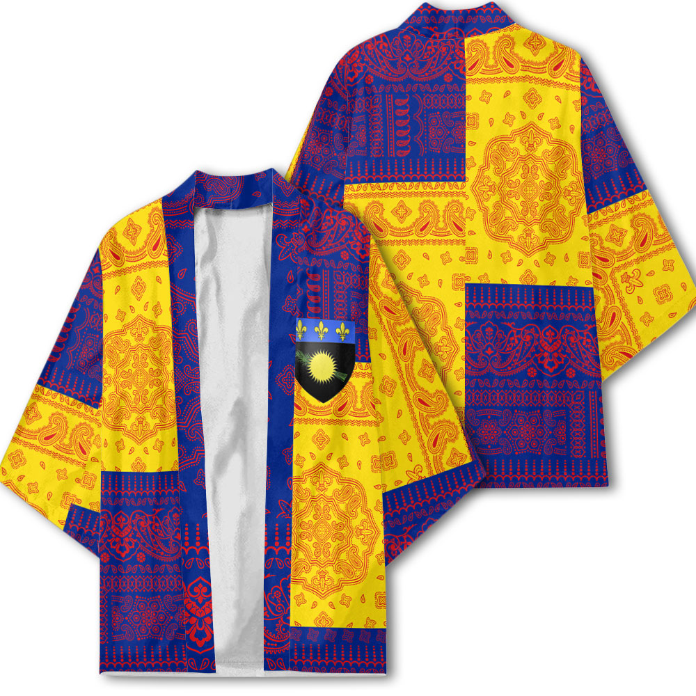 Guadeloupe Kimono Flag And Paisley Basic Style 1