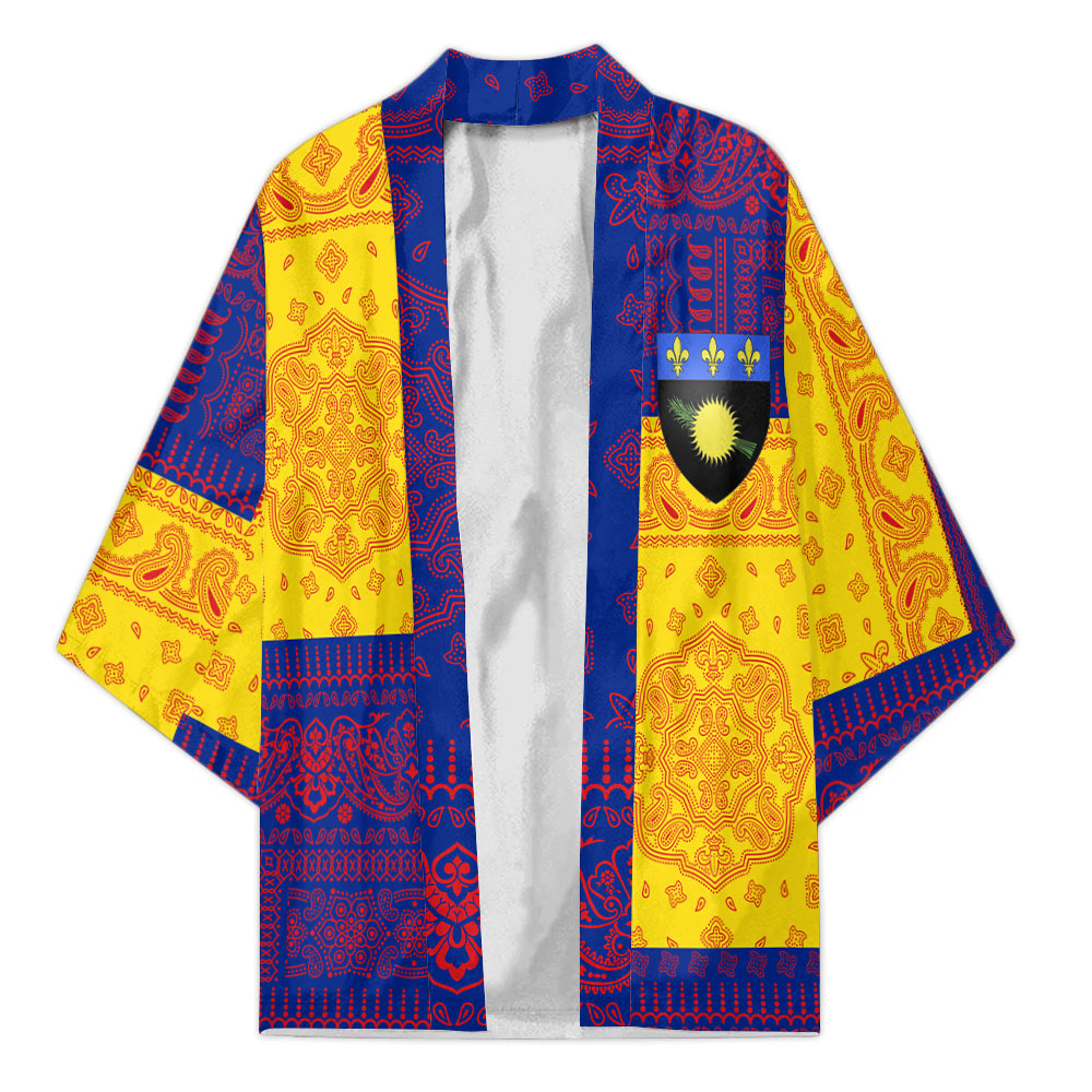 Guadeloupe Kimono Flag And Paisley Basic Style 2