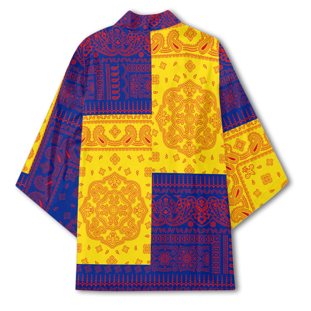 Guadeloupe Kimono Flag And Paisley Basic Style 3