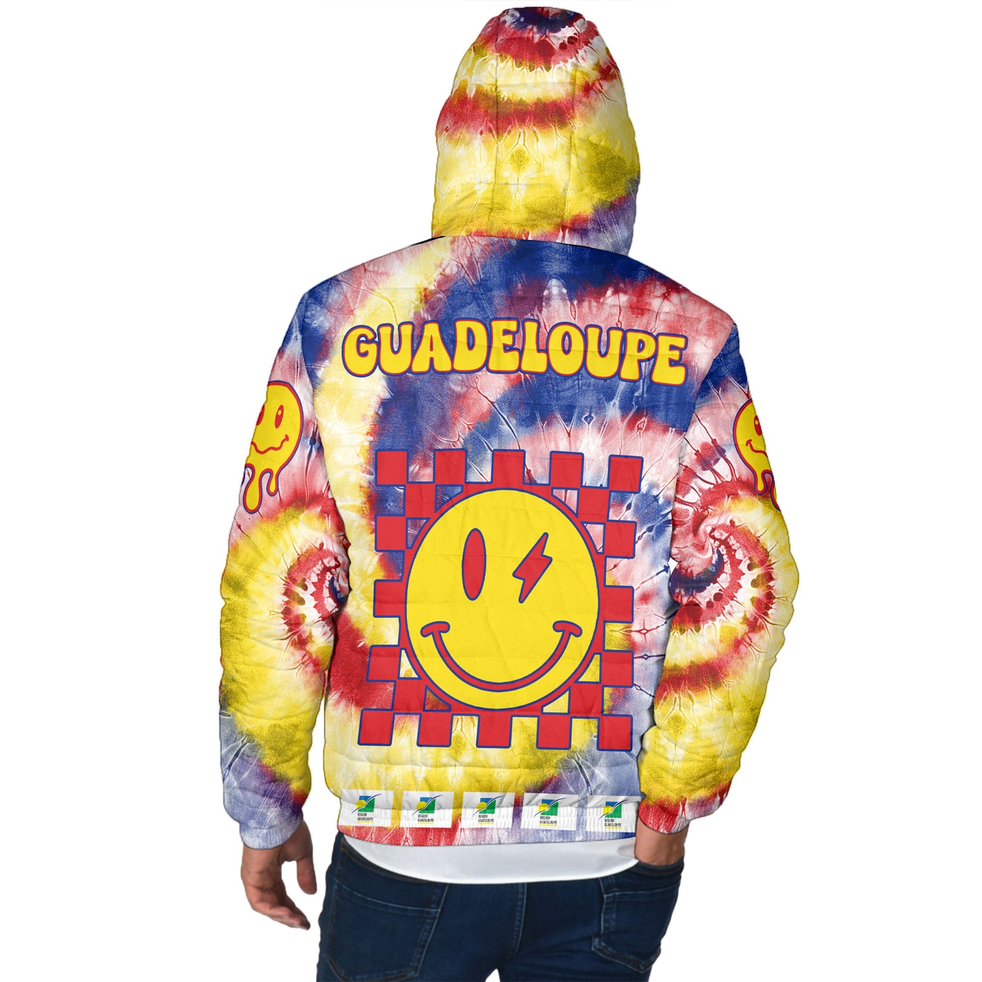 Guadeloupe Men Hooded Padded Jacket Custom Tie Dye Style 3