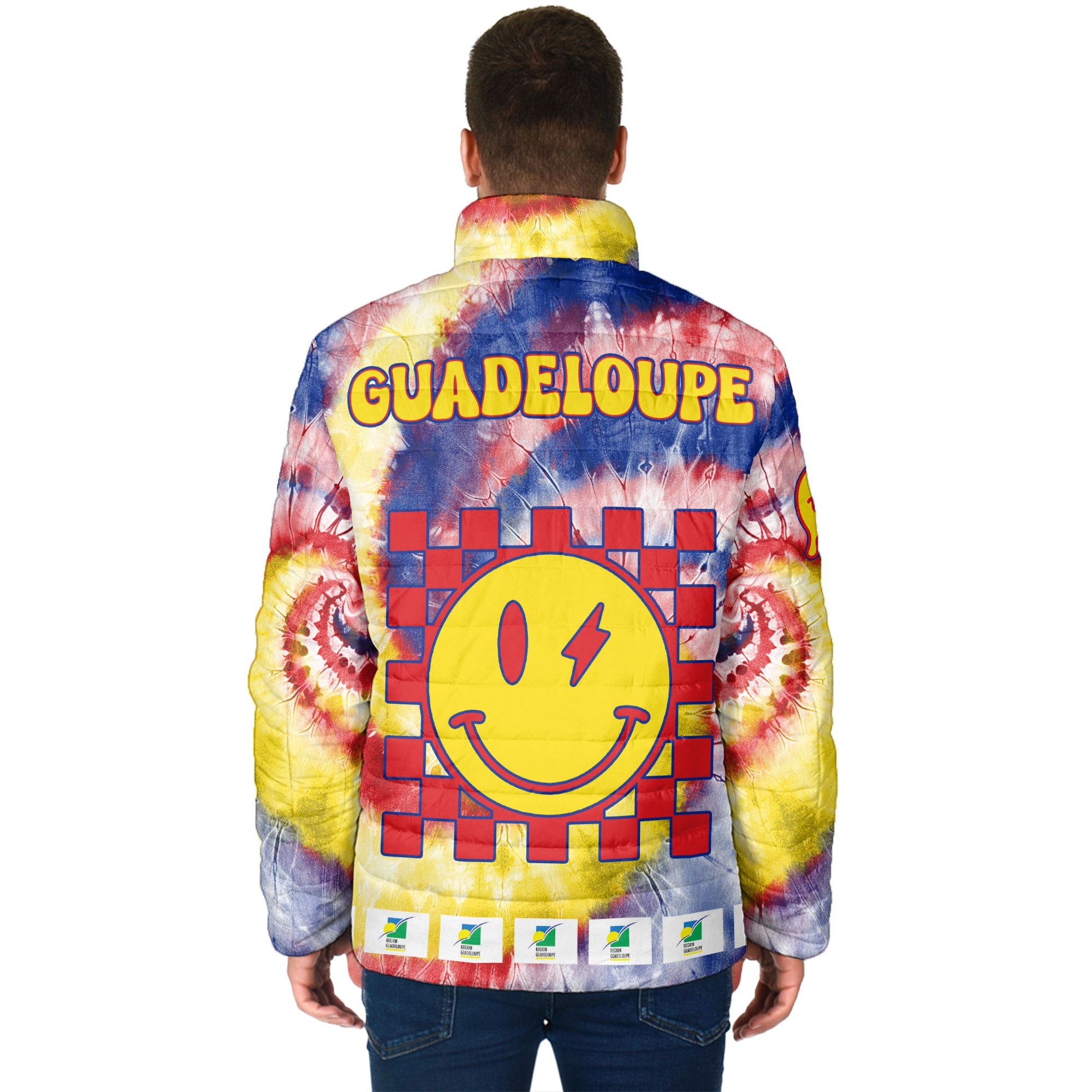 Guadeloupe Men Padded Jacket Custom Tie Dye Style 2