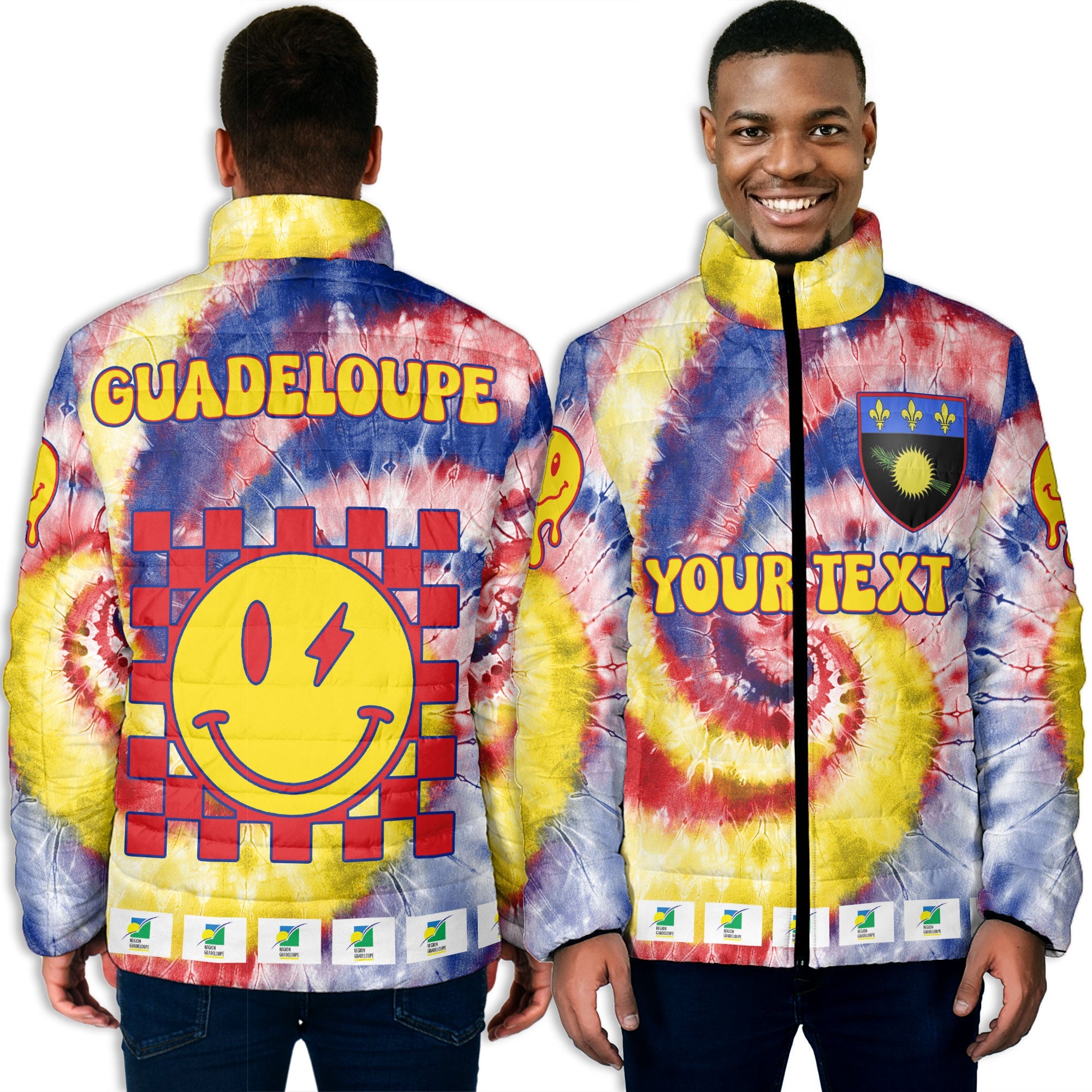 Guadeloupe Men Padded Jacket Custom Tie Dye Style 3