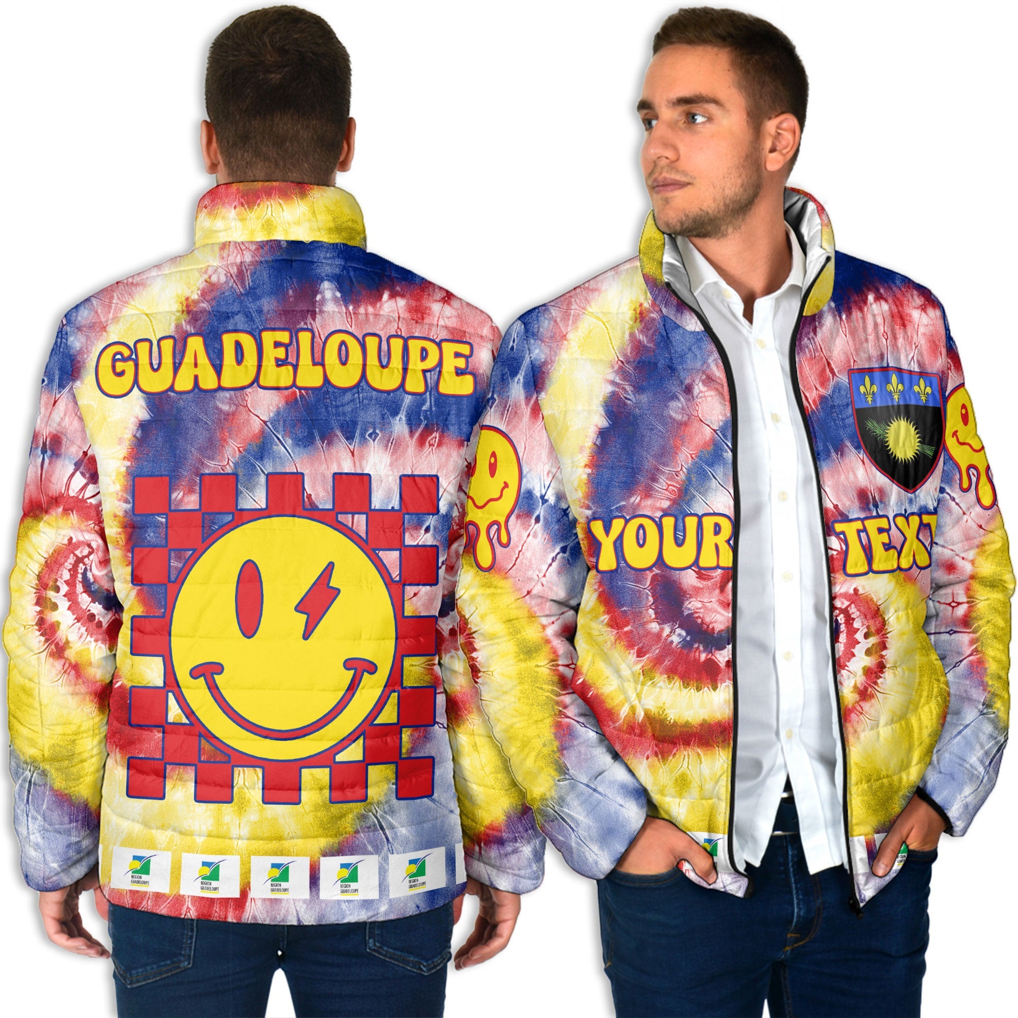 Guadeloupe Men Padded Jacket Custom Tie Dye Style 4