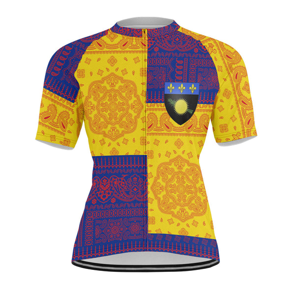 Guadeloupe Men Cycling Jersey Flag And Paisley Basic Style 1