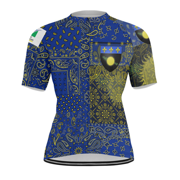 Guadeloupe Men Cycling Jersey Paisley Flag And Skull Style 1