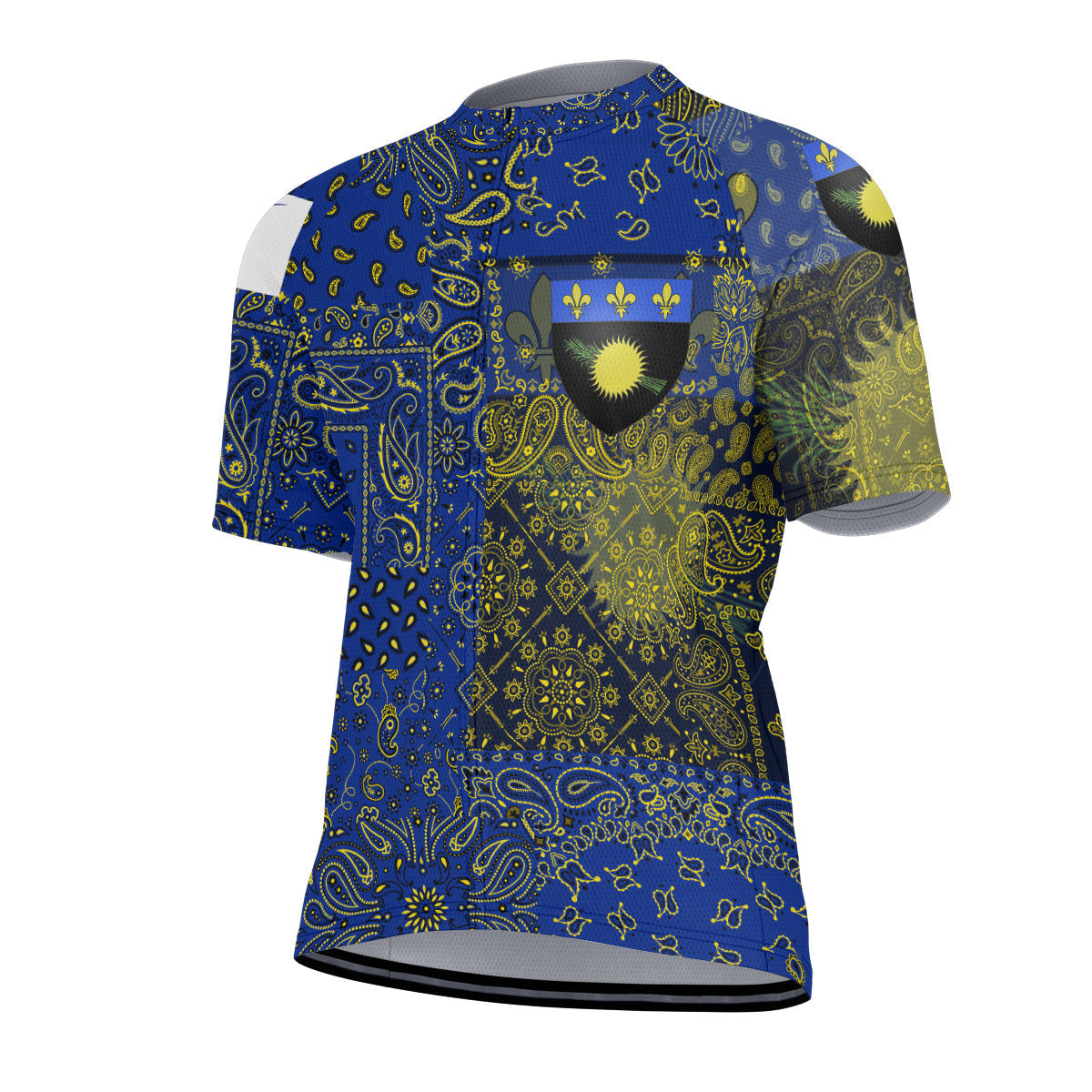 Guadeloupe Men Cycling Jersey Paisley Flag And Skull Style 2