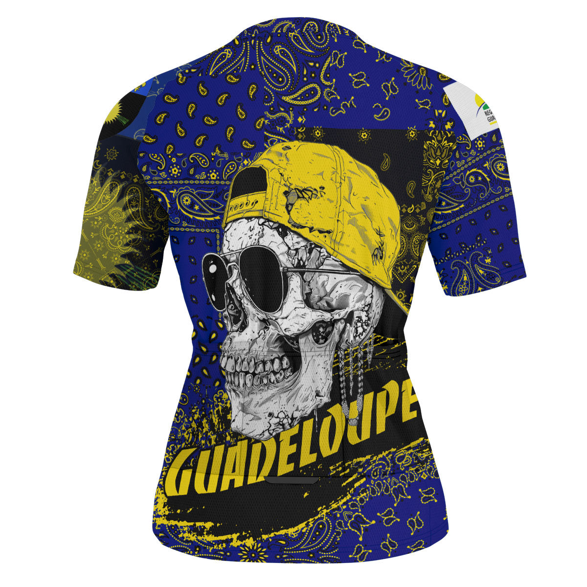 Guadeloupe Men Cycling Jersey Paisley Flag And Skull Style 3