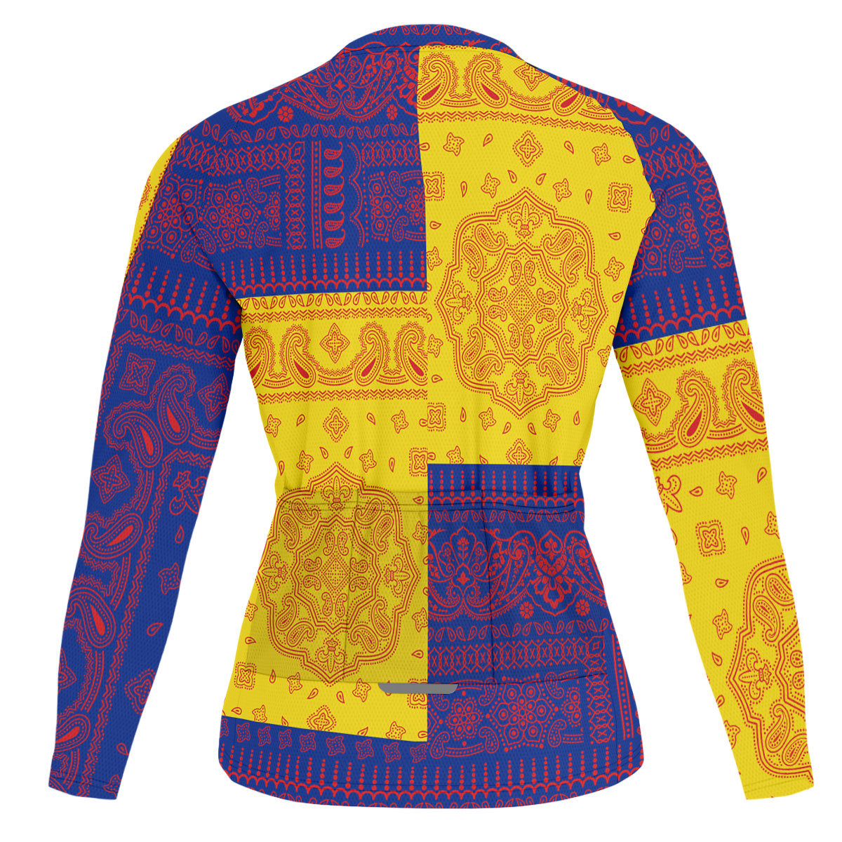 Guadeloupe Raglan Men Cycling Jersey Long Sleeve Flag And Paisley Basic Style 2