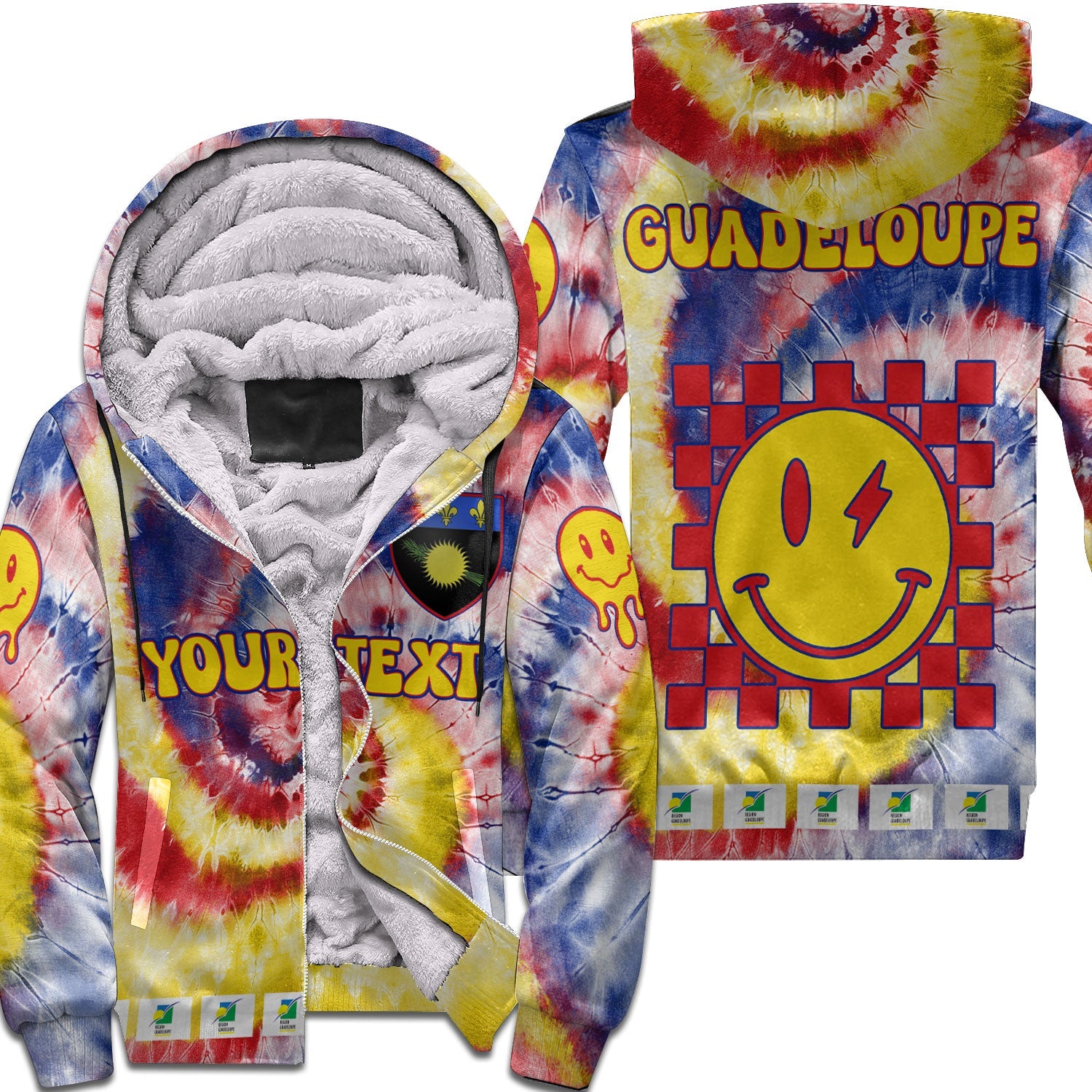 Guadeloupe Sherpa Hoodie Custom Tie Dye Style 1