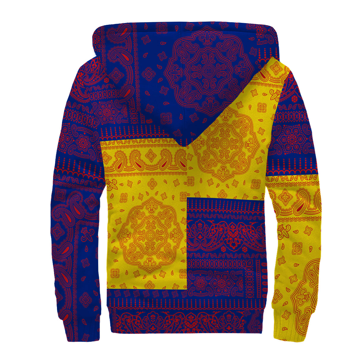 Guadeloupe Sherpa Hoodie Flag And Paisley Basic Style 2