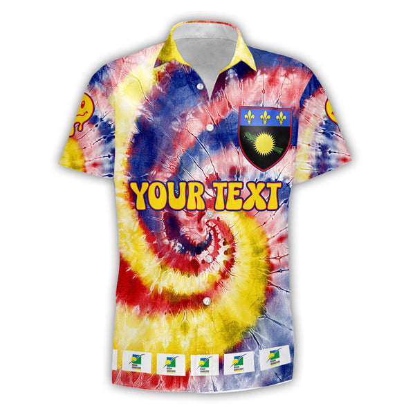 Guadeloupe Short Sleeve Shirt Custom Tie Dye Style 1