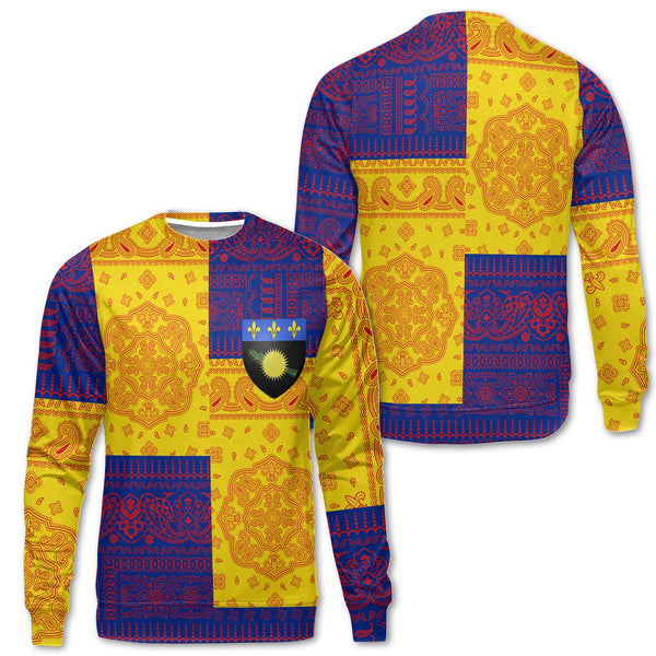 Guadeloupe Sweatshirt Flag And Paisley Basic Style 1