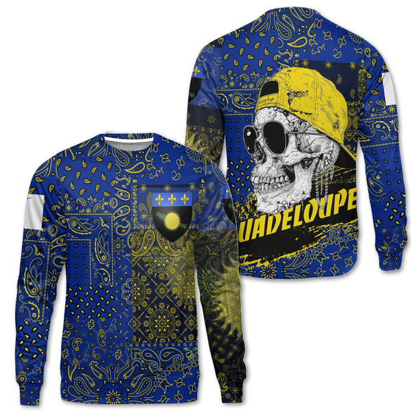 Guadeloupe Sweatshirt Paisley Flag And Skull Style 1